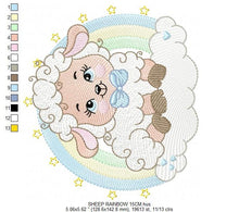 Cargar imagen en el visor de la galería, Sheep with rainbow embroidery design - Rainbow embroidery designs machine embroidery pattern - baby girl embroidery file newborn embroidery
