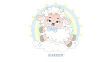 Cargar imagen en el visor de la galería, Sheep with rainbow embroidery design - Rainbow embroidery designs machine embroidery pattern - baby girl embroidery file newborn embroidery
