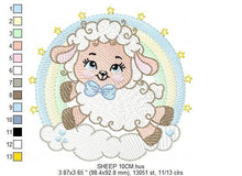 Load image into Gallery viewer, Sheep with rainbow embroidery design - Rainbow embroidery designs machine embroidery pattern - baby girl embroidery file newborn embroidery
