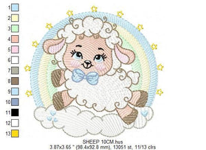 Sheep with rainbow embroidery design - Rainbow embroidery designs machine embroidery pattern - baby girl embroidery file newborn embroidery