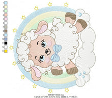 Cargar imagen en el visor de la galería, Sheep with rainbow embroidery design - Rainbow embroidery designs machine embroidery pattern - baby girl embroidery file newborn embroidery
