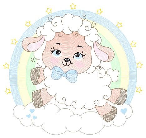 Sheep with rainbow embroidery design - Rainbow embroidery designs machine embroidery pattern - baby girl embroidery file newborn embroidery