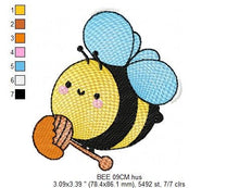 Cargar imagen en el visor de la galería, Bee embroidery design - Honey Bee embroidery designs machine embroidery pattern - Baby girl embroidery file - honey bee design pes jef hus
