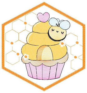 Bee embroidery design - Bee Cupcake embroidery designs machine embroidery pattern - Baby girl embroidery file - honey bee design pes jef hus