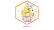 Laden Sie das Bild in den Galerie-Viewer, Bee embroidery design - Bee Cupcake embroidery designs machine embroidery pattern - Baby girl embroidery file - honey bee design pes jef hus
