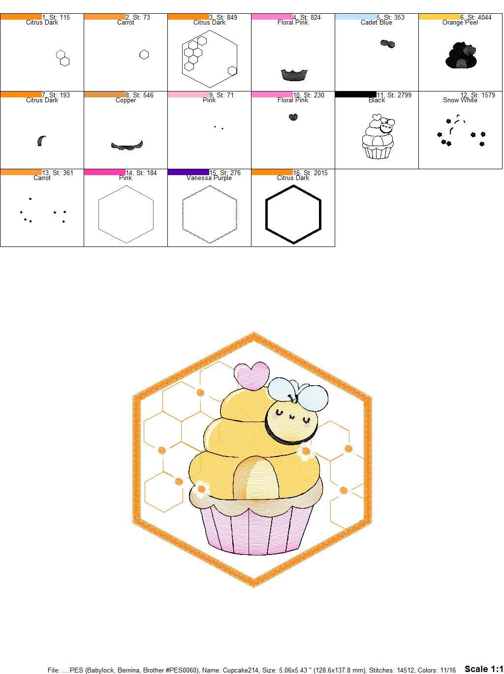 Bee embroidery design - Bee Cupcake embroidery designs machine embroidery pattern - Baby girl embroidery file - honey bee design pes jef hus