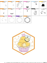 Laden Sie das Bild in den Galerie-Viewer, Bee embroidery design - Bee Cupcake embroidery designs machine embroidery pattern - Baby girl embroidery file - honey bee design pes jef hus
