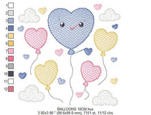 Charger l&#39;image dans la galerie, Balloon embroidery design - Balloons embroidery designs machine embroidery pattern - Heart balloon cloud - birthday embroidery file download
