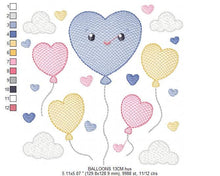 Charger l&#39;image dans la galerie, Balloon embroidery design - Balloons embroidery designs machine embroidery pattern - Heart balloon cloud - birthday embroidery file download
