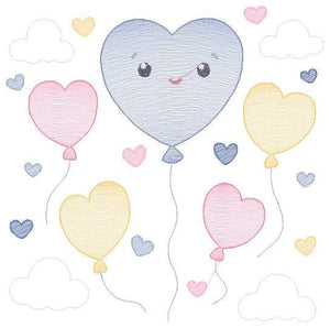 Balloon embroidery design - Balloons embroidery designs machine embroidery pattern - Heart balloon cloud - birthday embroidery file download