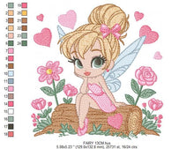 Charger l&#39;image dans la galerie, Fairy embroidery designs - Baby girl embroidery design machine embroidery pattern - Pixie embroidery file - Fairy design Instant Download
