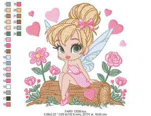 Fairy embroidery designs - Baby girl embroidery design machine embroidery pattern - Pixie embroidery file - Fairy design Instant Download