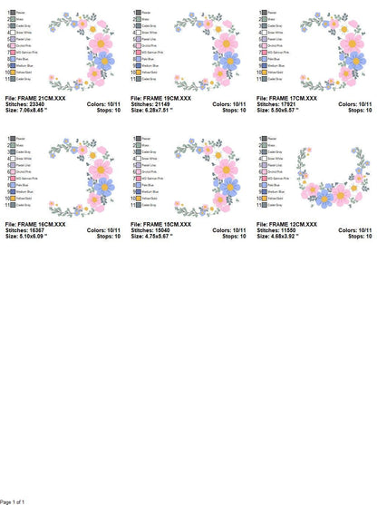 Flower Frame embroidery designs - Monogram Flower embroidery design machine embroidery pattern - Flower Wreath embroidery - instant download