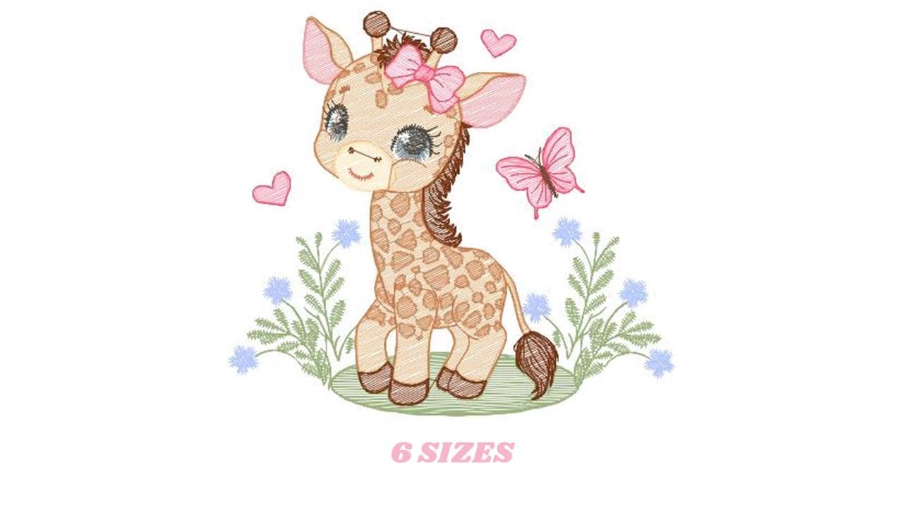 Giraffe embroidery designs - Safari animals embroidery design machine embroidery pattern - Baby girl embroidery file - instant download pes