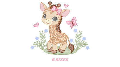 Giraffe embroidery designs - Safari animals embroidery design machine embroidery pattern - Baby girl embroidery file - instant download pes