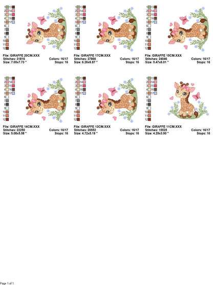 Giraffe embroidery designs - Safari animals embroidery design machine embroidery pattern - Baby girl embroidery file - instant download pes