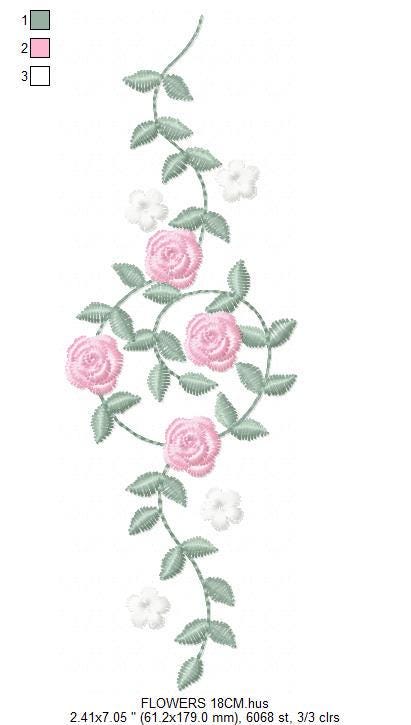Flowers embroidery designs - Roses embroidery design machine embroidery pattern - Monogram embroidery file - instant download towels pes jef