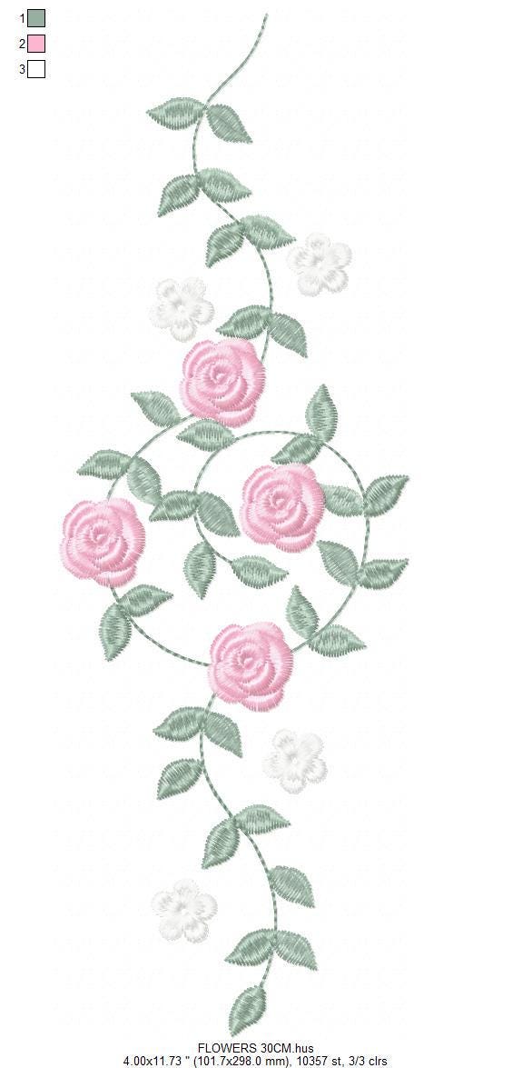Flowers embroidery designs - Roses embroidery design machine embroidery pattern - Monogram embroidery file - instant download towels pes jef