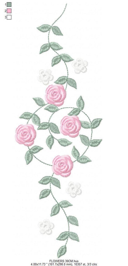 Flowers embroidery designs - Roses embroidery design machine embroidery pattern - Monogram embroidery file - instant download towels pes jef