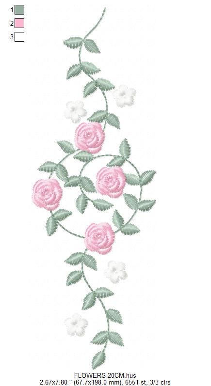Flowers embroidery designs - Roses embroidery design machine embroidery pattern - Monogram embroidery file - instant download towels pes jef