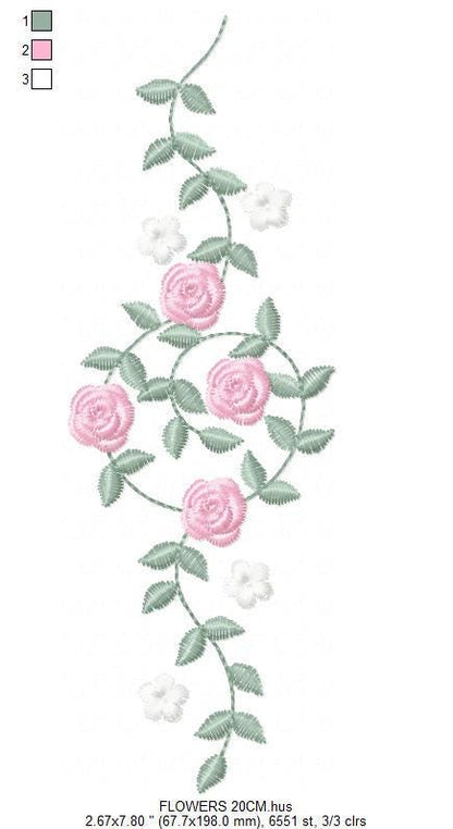 Flowers embroidery designs - Roses embroidery design machine embroidery pattern - Monogram embroidery file - instant download towels pes jef