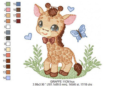 Giraffe embroidery designs - Safari animal embroidery design machine embroidery pattern - Baby boy embroidery file - instant download pes