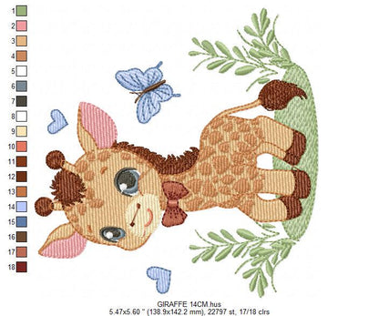 Giraffe embroidery designs - Safari animal embroidery design machine embroidery pattern - Baby boy embroidery file - instant download pes