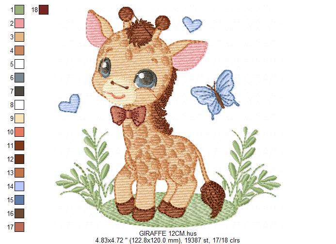 Giraffe embroidery designs - Safari animal embroidery design machine embroidery pattern - Baby boy embroidery file - instant download pes