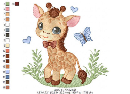 Giraffe embroidery designs - Safari animal embroidery design machine embroidery pattern - Baby boy embroidery file - instant download pes