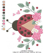 Charger l&#39;image dans la galerie, Ladybug embroidery designs - Baby Girl embroidery design machine embroidery pattern - Lady bug with flowers - Kitchen Towel instant download
