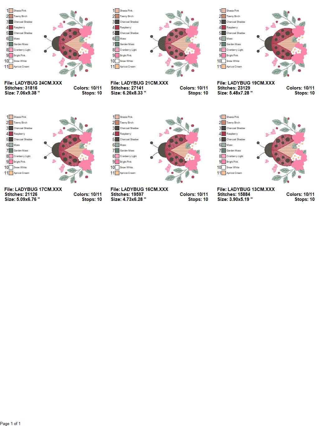 Ladybug embroidery designs - Baby Girl embroidery design machine embroidery pattern - Lady bug with flowers - Kitchen Towel instant download