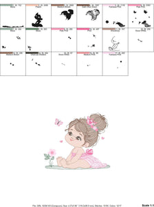 Baby girl embroidery designs - Ballerina embroidery design machine embroidery pattern - Girl with butterfly embroidery - instant download