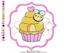 Load image into Gallery viewer, Bee embroidery design - Bee Cupcake embroidery designs machine embroidery pattern - Baby girl embroidery file - honey bee design frame pes
