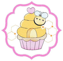 Cargar imagen en el visor de la galería, Bee embroidery design - Bee Cupcake embroidery designs machine embroidery pattern - Baby girl embroidery file - honey bee design frame pes
