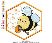 Load image into Gallery viewer, Bee embroidery design - Honey Bee embroidery designs machine embroidery pattern - Baby girl embroidery file - honey bee design pes jef hus
