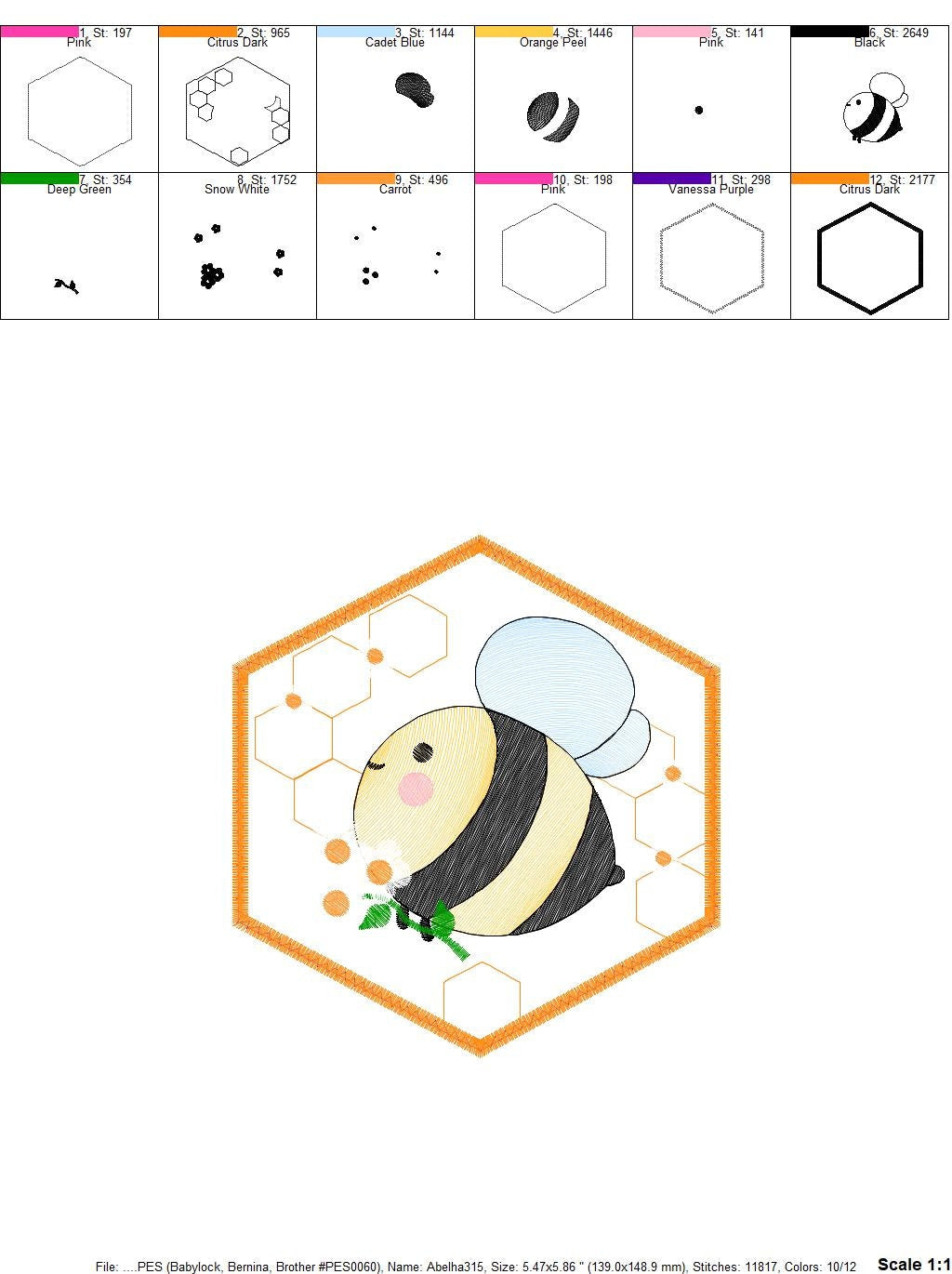 Bee embroidery design - Honey Bee embroidery designs machine embroidery pattern - Baby girl embroidery file - honey bee design pes jef hus