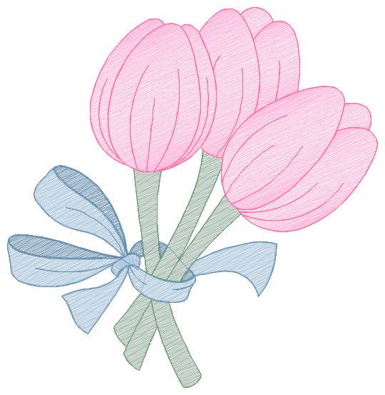 Tulip bouquet embroidery designs - Flower embroidery design machine embroidery pattern - Tulips embroidery file - instant download pes jef