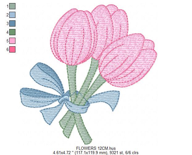 Tulip bouquet embroidery designs - Flower embroidery design machine embroidery pattern - Tulips embroidery file - instant download pes jef