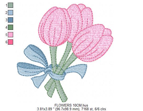 Tulip bouquet embroidery designs - Flower embroidery design machine embroidery pattern - Tulips embroidery file - instant download pes jef