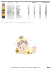 Laden Sie das Bild in den Galerie-Viewer, Baby girl embroidery designs - Girl with sunflower embroidery design machine embroidery pattern - Princess with lace embroidery download pes
