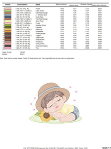 Baby boy embroidery design - Boy with hat embroidery designs machine embroidery pattern - Kid sleeeping with sunflower embroidery download