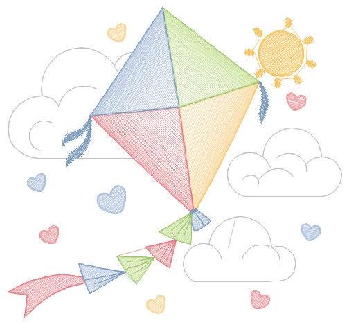 Kite embroidery designs - Baby Boy embroidery design machine embroidery pattern - Kid toy embroidery file - Sky flying clouds - pes download