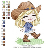 Charger l&#39;image dans la galerie, Cowgirl embroidery designs - Cowboy embroidery design machine embroidery pattern - Baby girl embroidery file - Farm cowboy hat wrangler
