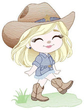 Load image into Gallery viewer, Cowgirl embroidery designs - Cowboy embroidery design machine embroidery pattern - Baby girl embroidery file - Farm cowboy hat wrangler
