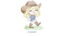 Charger l&#39;image dans la galerie, Cowgirl embroidery designs - Cowboy embroidery design machine embroidery pattern - Baby girl embroidery file - Farm cowboy hat wrangler
