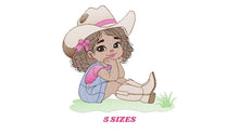 Laden Sie das Bild in den Galerie-Viewer, Cowgirl embroidery designs - Cowboy embroidery design machine embroidery pattern - Baby girl embroidery file - Farm cowboy hat wrangler
