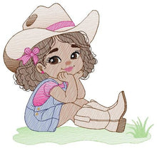 Cargar imagen en el visor de la galería, Cowgirl embroidery designs - Cowboy embroidery design machine embroidery pattern - Baby girl embroidery file - Farm cowboy hat wrangler
