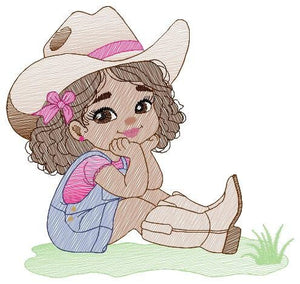 Cowgirl embroidery designs - Cowboy embroidery design machine embroidery pattern - Baby girl embroidery file - Farm cowboy hat wrangler