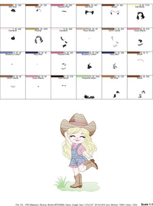 Cowgirl embroidery designs - Cowboy embroidery design machine embroidery pattern - Baby girl embroidery file - Farm cowboy hat wrangler