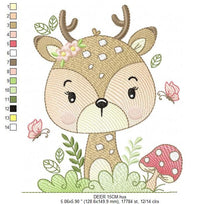 Laden Sie das Bild in den Galerie-Viewer, Deer embroidery design - Woodland Animal embroidery designs machine embroidery pattern - Newborn embroidery file - Baby girl embroidery
